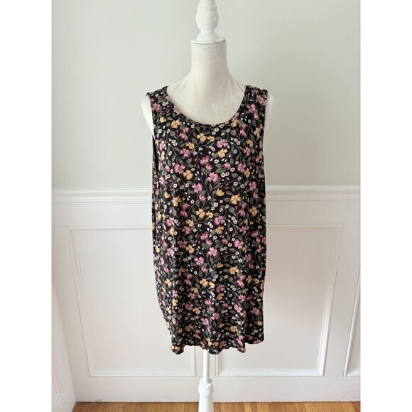 Old Navy Luxe XXL Floral Tank Top Black With Pink & Yellow Flowers Sleeveless So - Picture 2 of 7